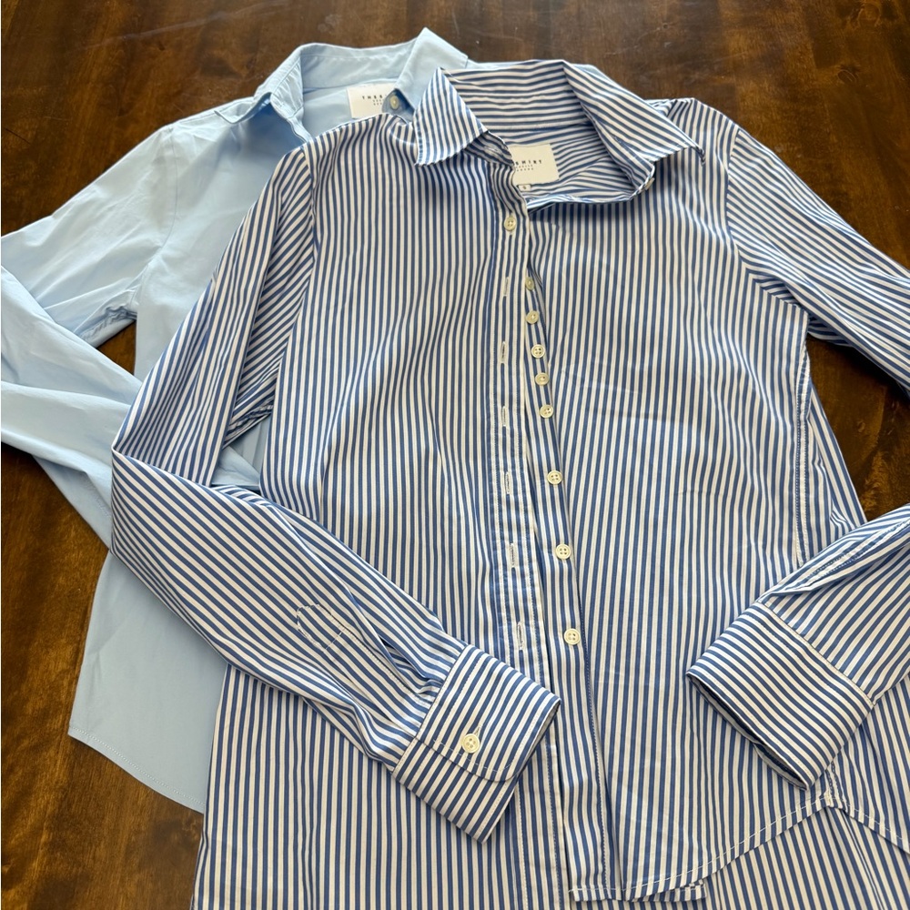 2 THESHIRT ROCHELLE BEHRENS no gap button down shirts Small Blue